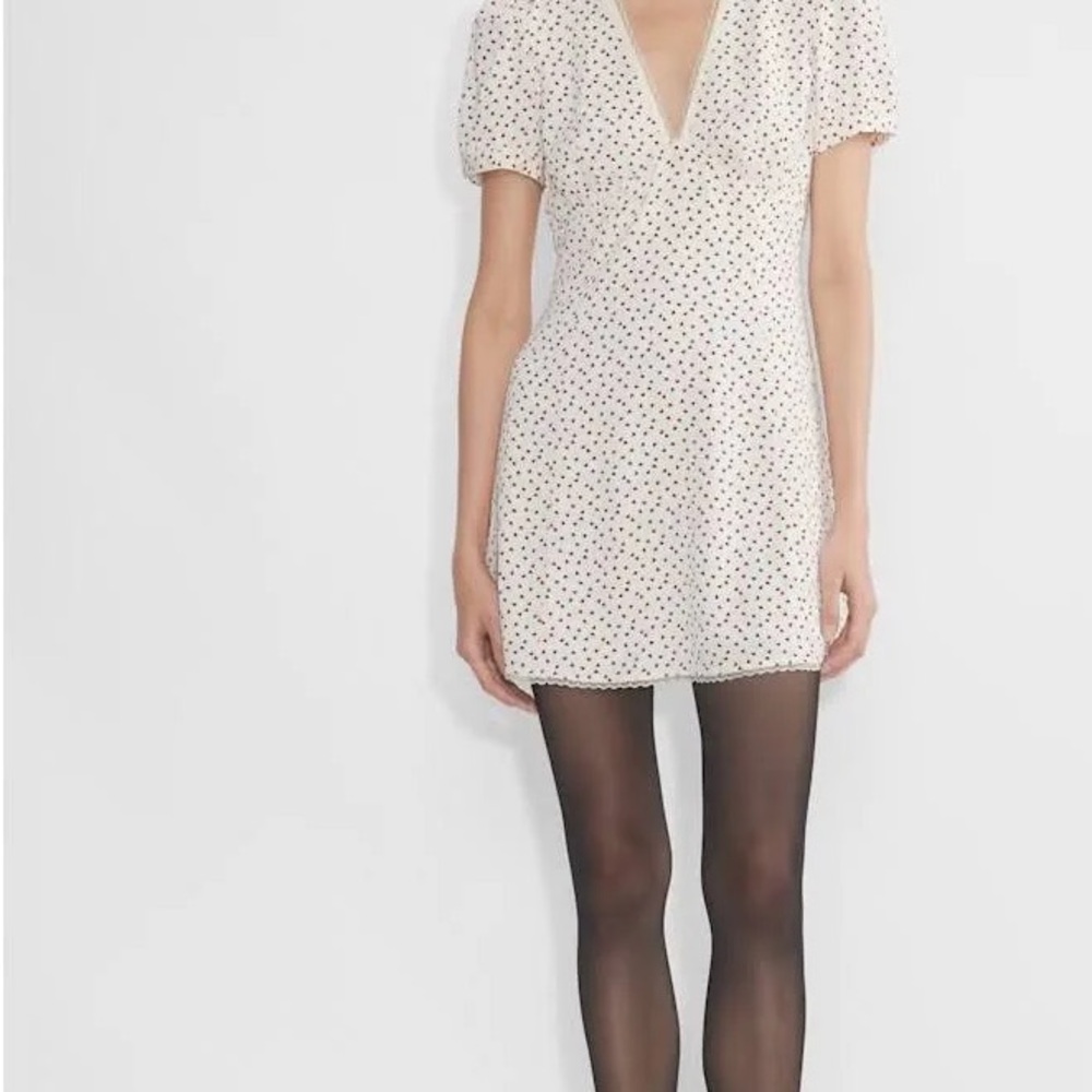 Sunday Best Cream Mini Dress with Black Dots
